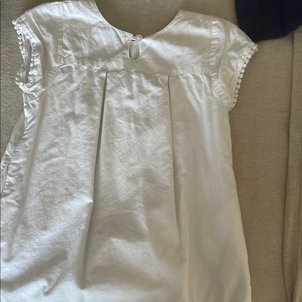 Garnet Hill White Dress with Pink and Green Embroidery - Picture 2 of 2